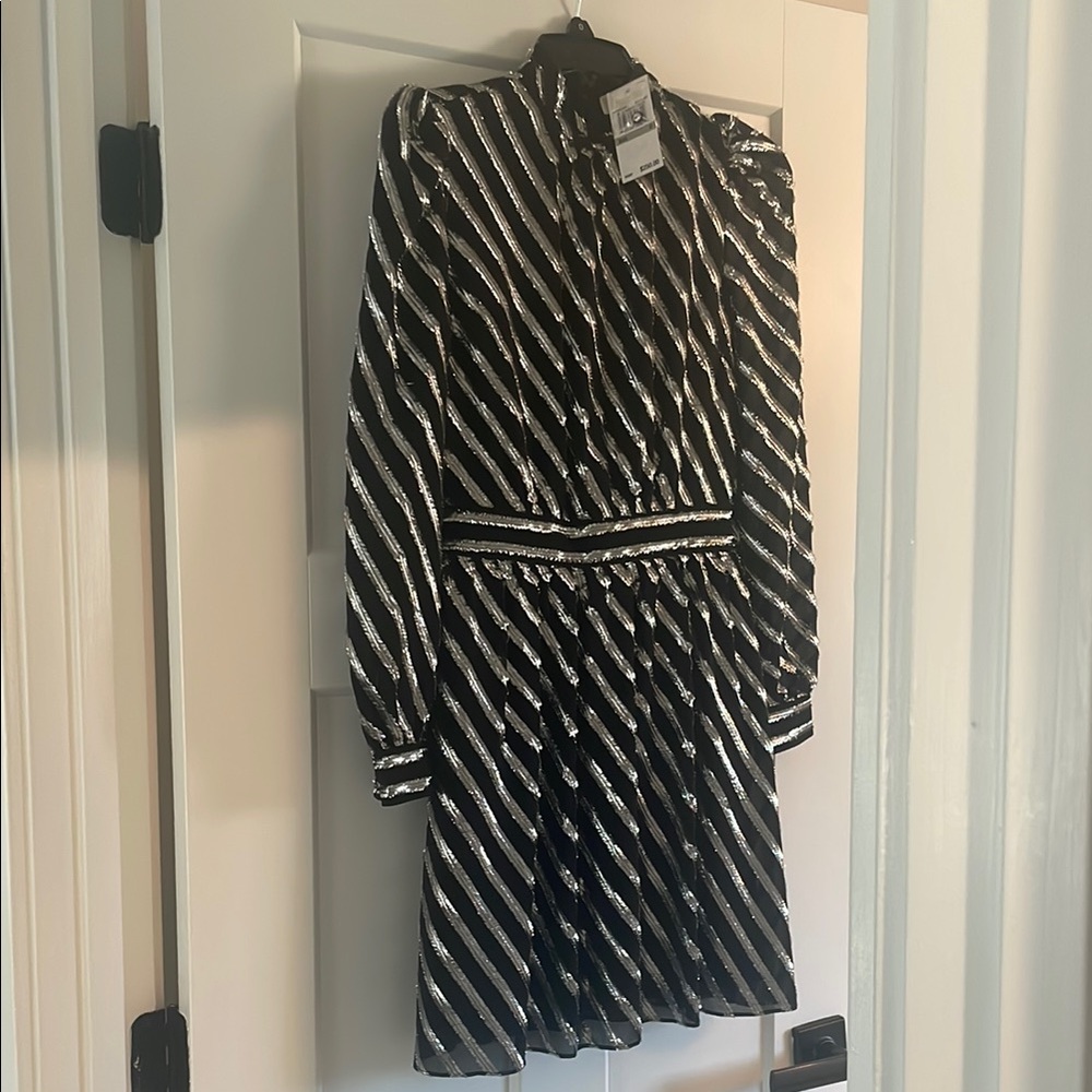 Black and Silver Striped Dress
